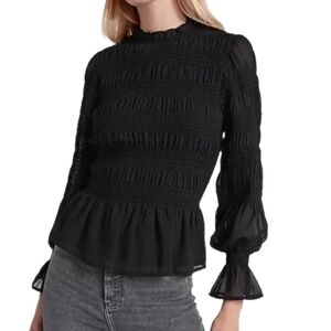 New Express Black Smocked Whimsigoth Shirt Womens Medium